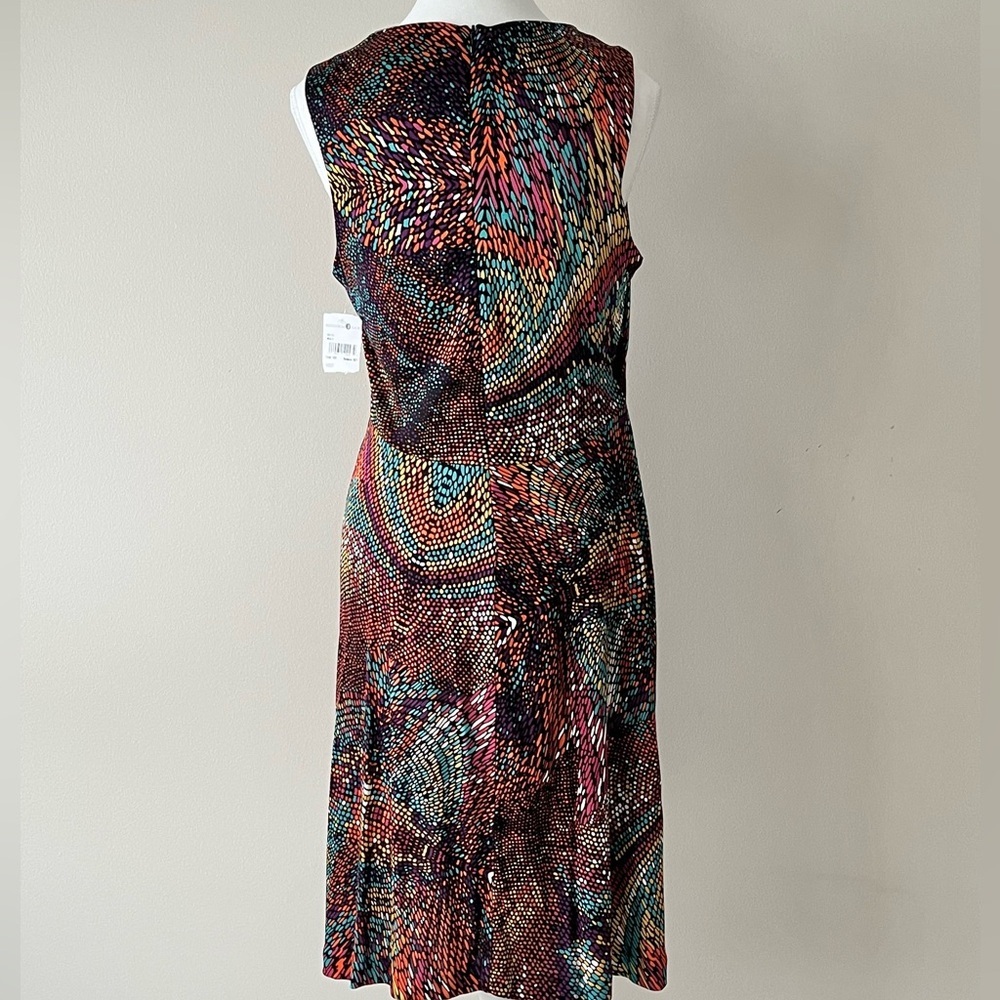 Trina Turk NWT Multicolor Cowl Neck Dress – Size 10 Sleeveless Knee Length - Picture 4 of 6